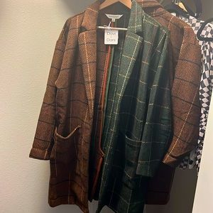 Davi and Dani Longline half plaid coat NWT